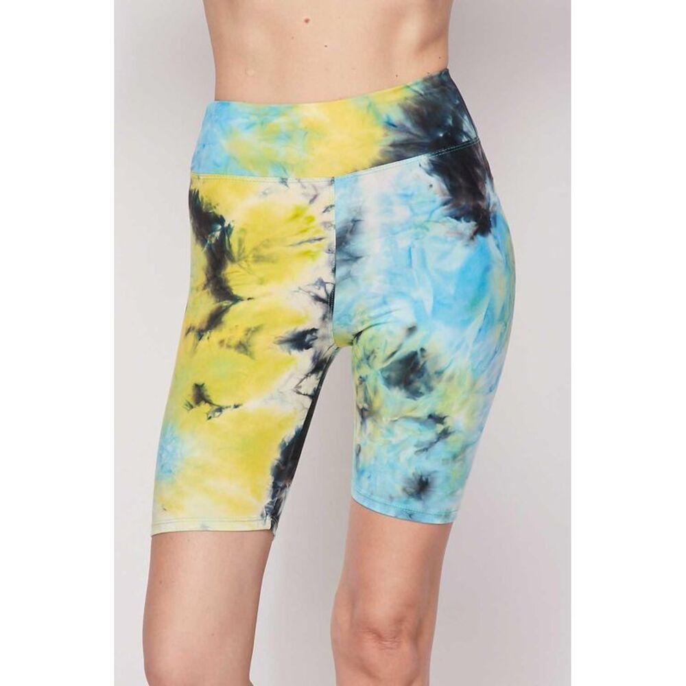 World of Leggings Buttery Smooth Tie Dye High Waisted Biker Shorts - 3 Inch